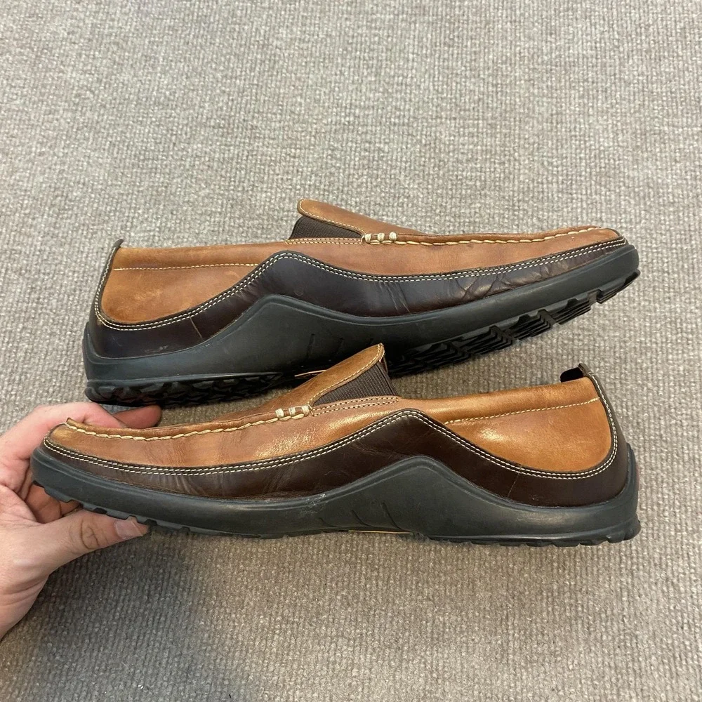 Cole Haan Shoes Mens Size 13 Brown Leather Slip On Casual Loafers Vibram C03559